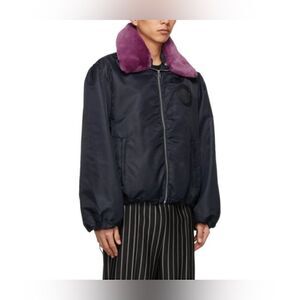 Random Identities Purple Faux Fur Black Windbreaker w/ Tags Size: S Unisex